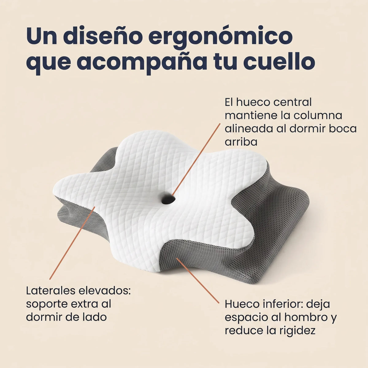 Diseño ergonómico de la almohada cervical Duermia