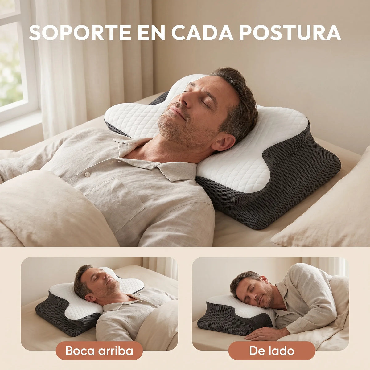 Soporte en cada postura al dormir con la almohada Duermia